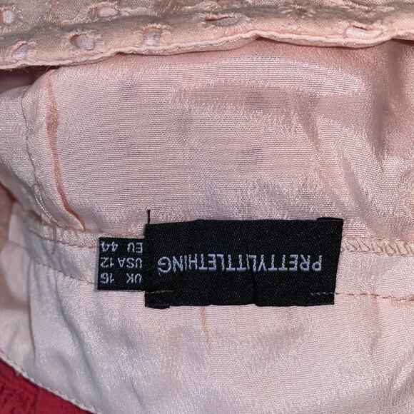 PrettyLittleThing Light Pink Eyelet Mini Skirt Women's Size US 12 - Picture 5 of 6